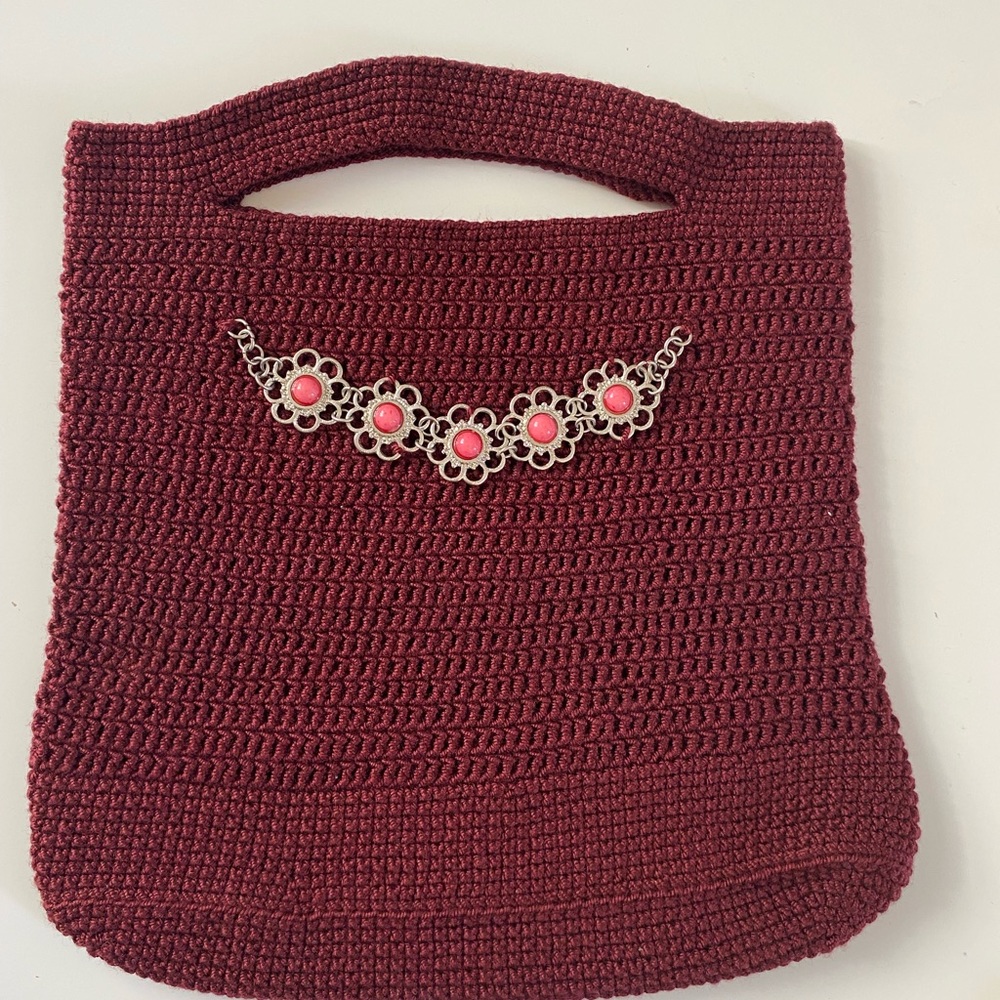 Handcrafted crocheted, color burgundy